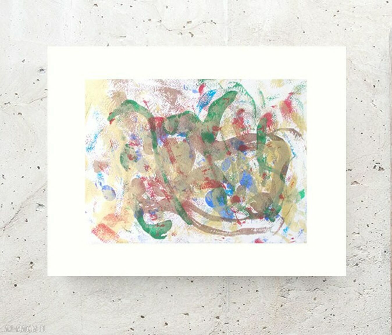 Abstrakcyjna grafika do domu 30x40 cm - nowoczesny obraz ręcznie malowany boho
