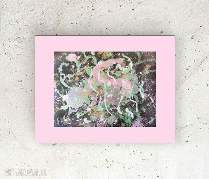Abstrakcyjna grafika 30x40 cm - pastelowy rysunek na ścianę (lekko metaliczny)