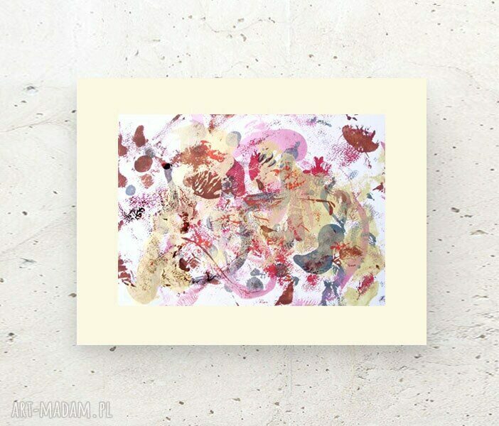 Abstrakcyjna grafika Annasko 30x40 cm - złote metaliczne akcenty na kremowym tle