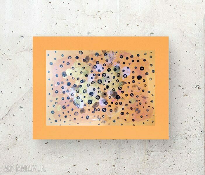 Abstrakcyjny rysunek minimalizm 30x40 cm na oranżowym kartoniku
