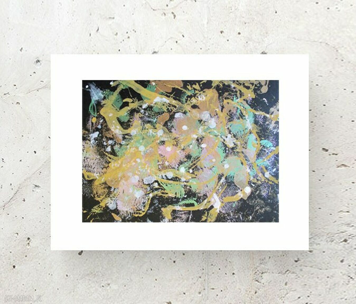 Abstrakcyjna grafika do domu 30 x 40 cm - nowoczesny obrazek malowany ręcznie