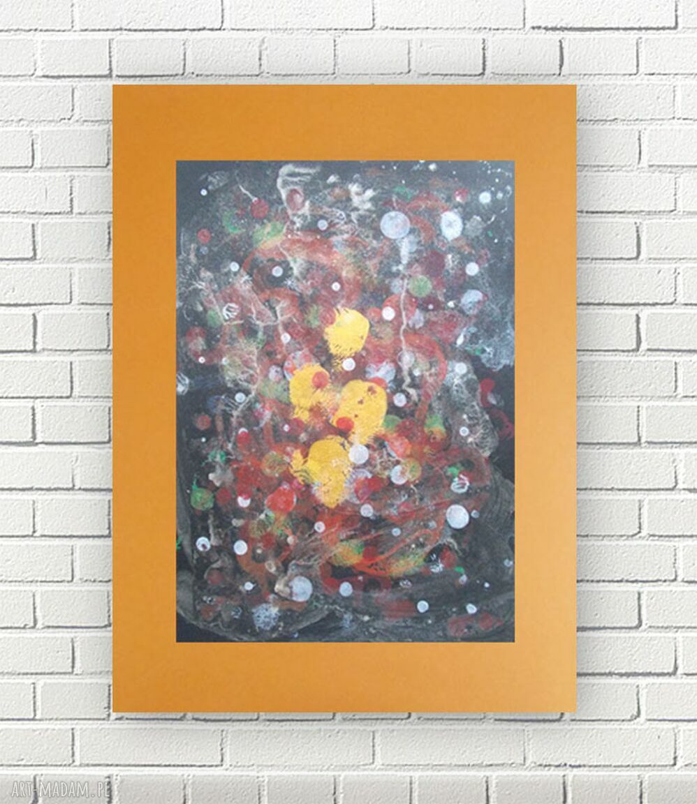 Abstrakcyjna grafika na ścianę w ciepłych kolorach 30x40