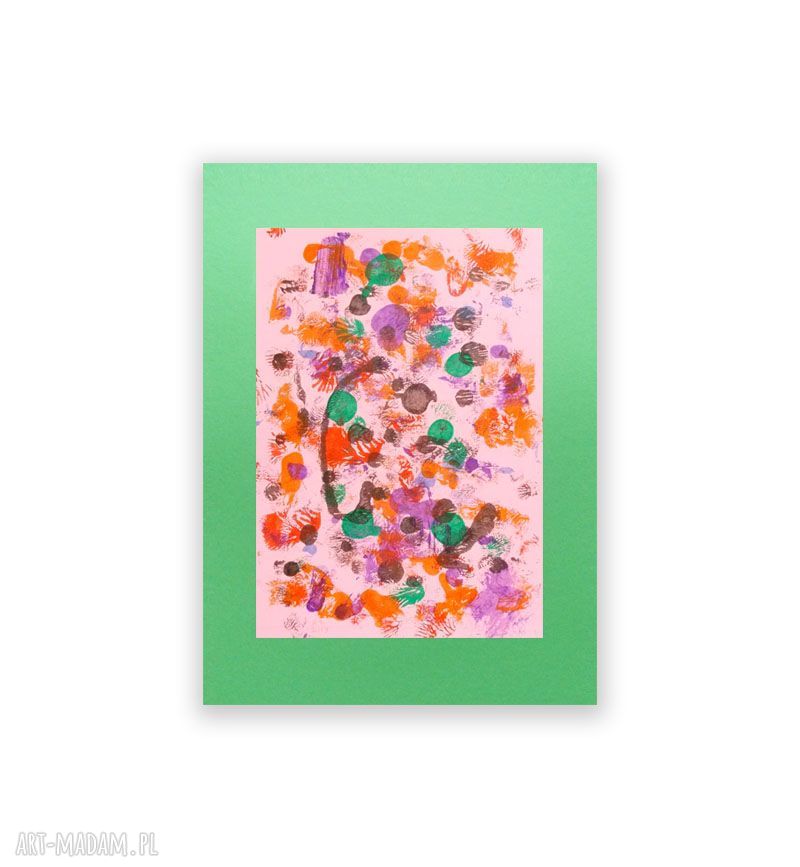 Abstrakcyjna grafika malowana ręcznie 30x40 cm do jadalni - nowoczesna dekoracja bez ramy