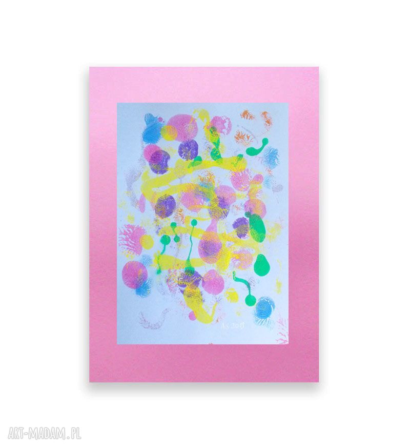 Abstrakcyjna grafika 30x40 cm - malowana ręcznie nowoczesna dekoracja na ścianę