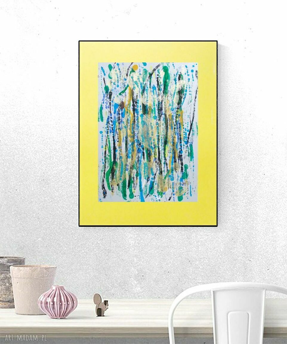Minimalistyczna abstrakcyjna grafika 30x40 cm - ręcznie malowana