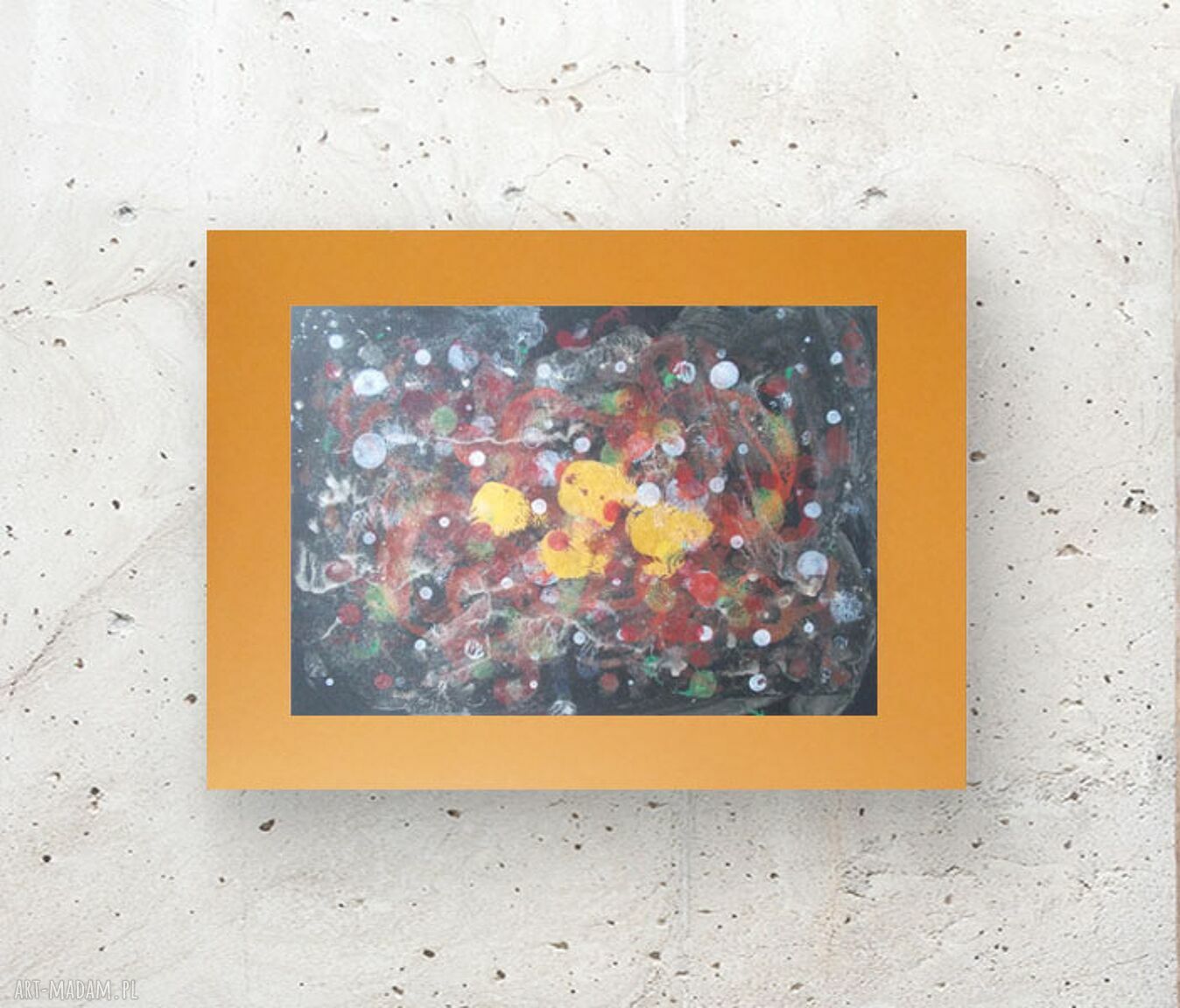 Abstrakcyjna grafika na ścianę w ciepłych kolorach 30x40