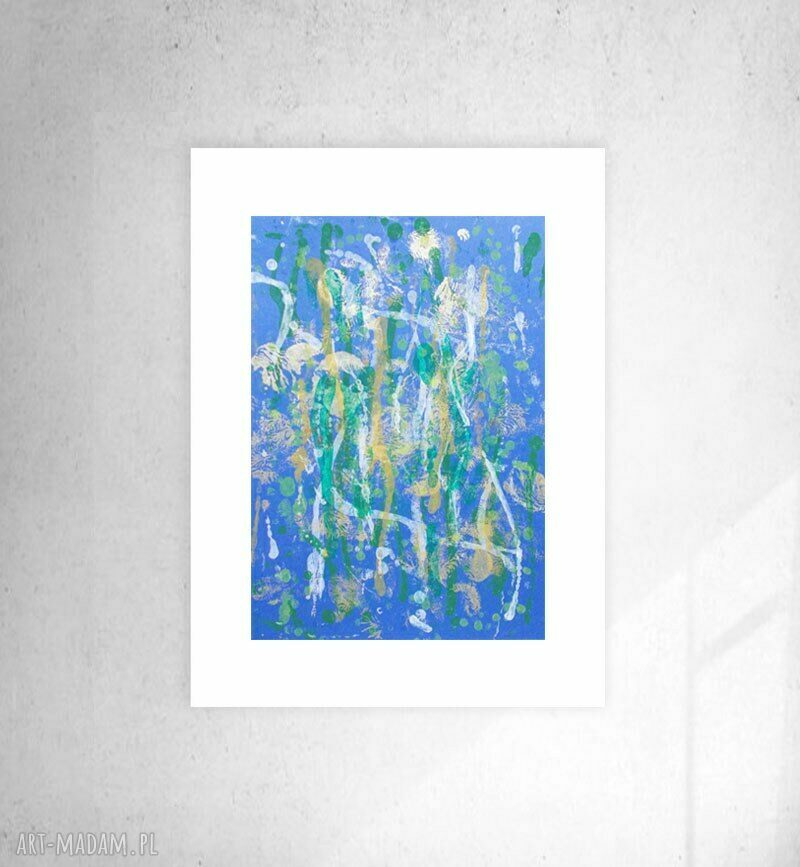 Granatowa abstrakcja na ścianę 30x40 cm - ręcznie malowana grafika