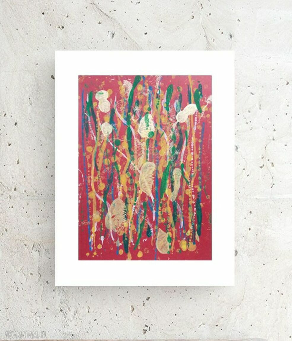 Oryginalna abstrakcja na ścianę 30x40 cm - ręcznie malowana grafika do sypialni i salonu