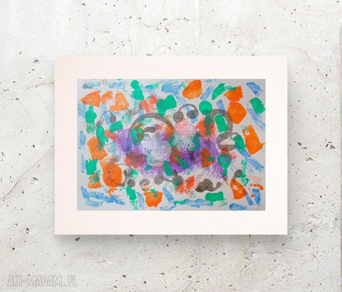 Abstrakcyjna grafika na ścianę 30x40 cm boho do loftu - ręcznie malowana