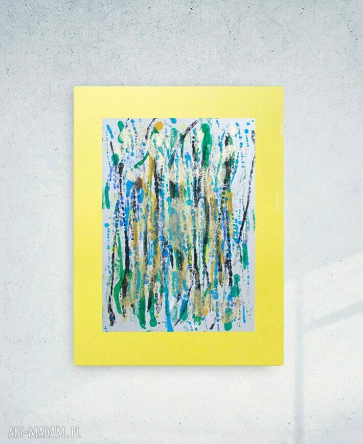 Minimalistyczna abstrakcyjna grafika 30x40 cm - ręcznie malowana