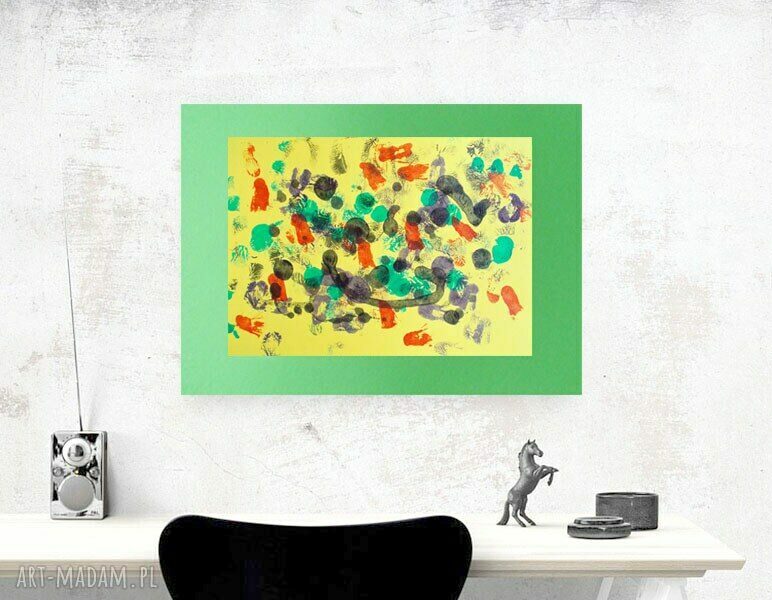 Abstrakcyjna grafika na ścianę 30x40 - ręcznie malowana nowoczesna dekoracja