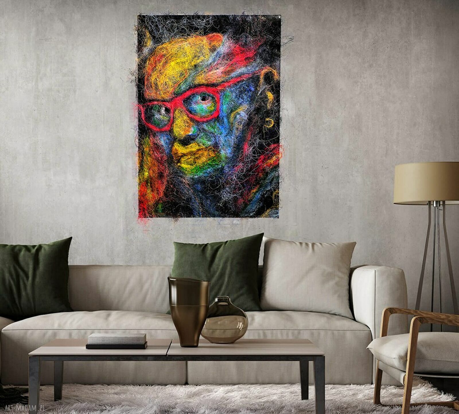 Abstrakcyjna Twarz z Włókien - obraz fiberart 70 x 100 cm