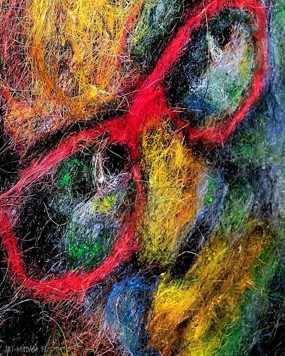 Abstrakcyjna Twarz z Włókien - obraz fiberart 70 x 100 cm