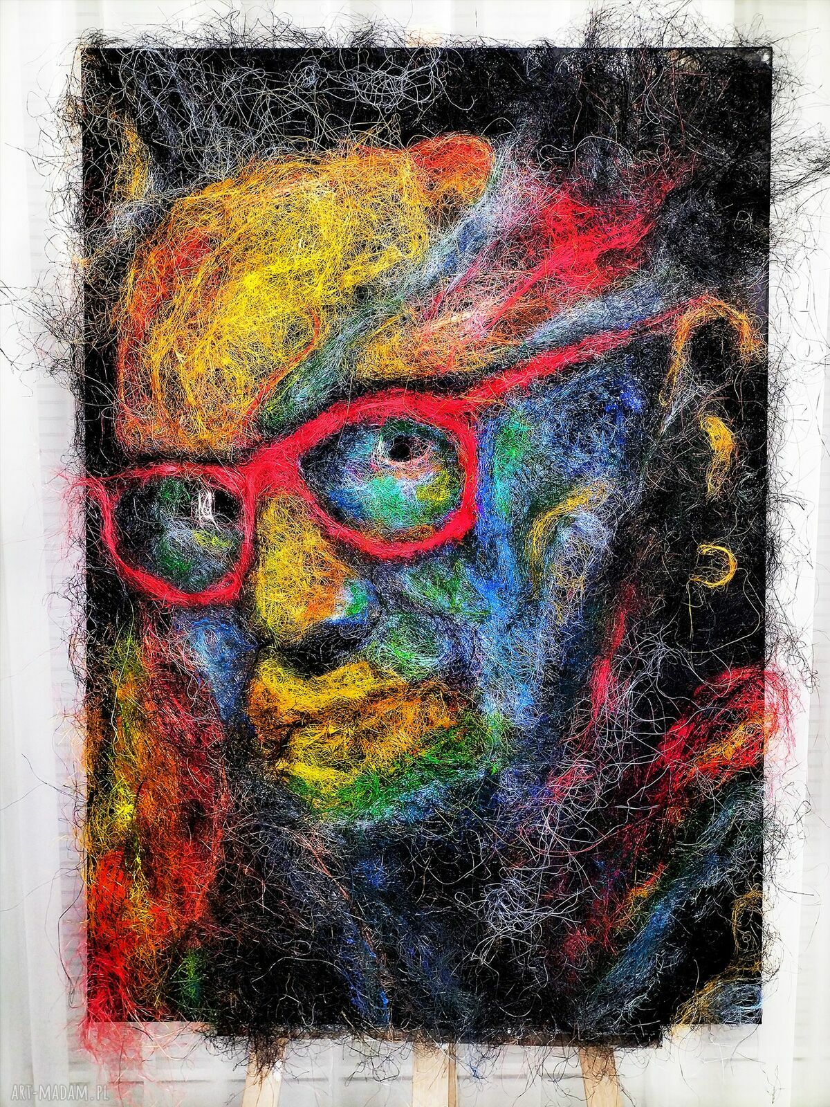 Abstrakcyjna Twarz z Włókien - obraz fiberart 70 x 100 cm
