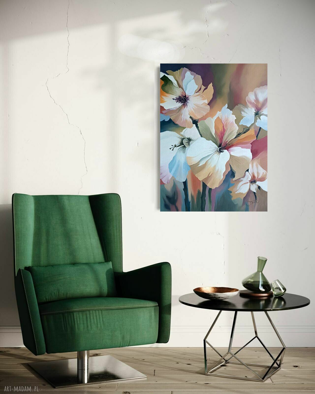 Abstrakcyjny kwiatowy raj - obraz olejny 97x70 cm