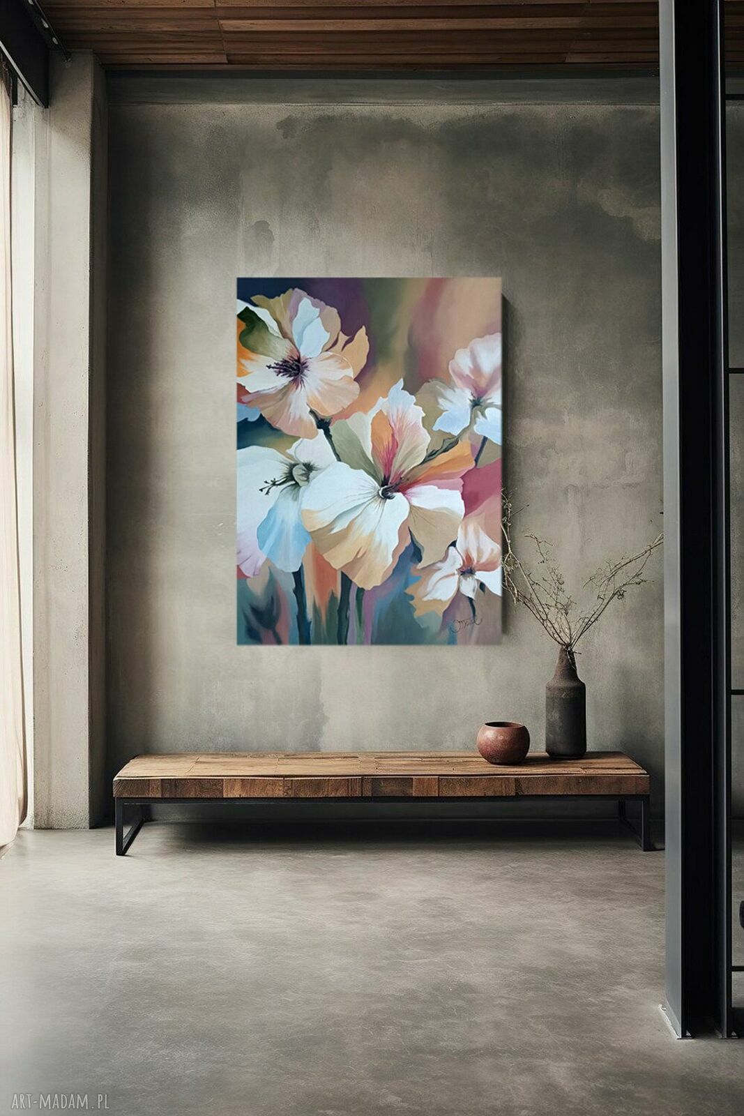 Abstrakcyjny kwiatowy raj - obraz olejny 97x70 cm
