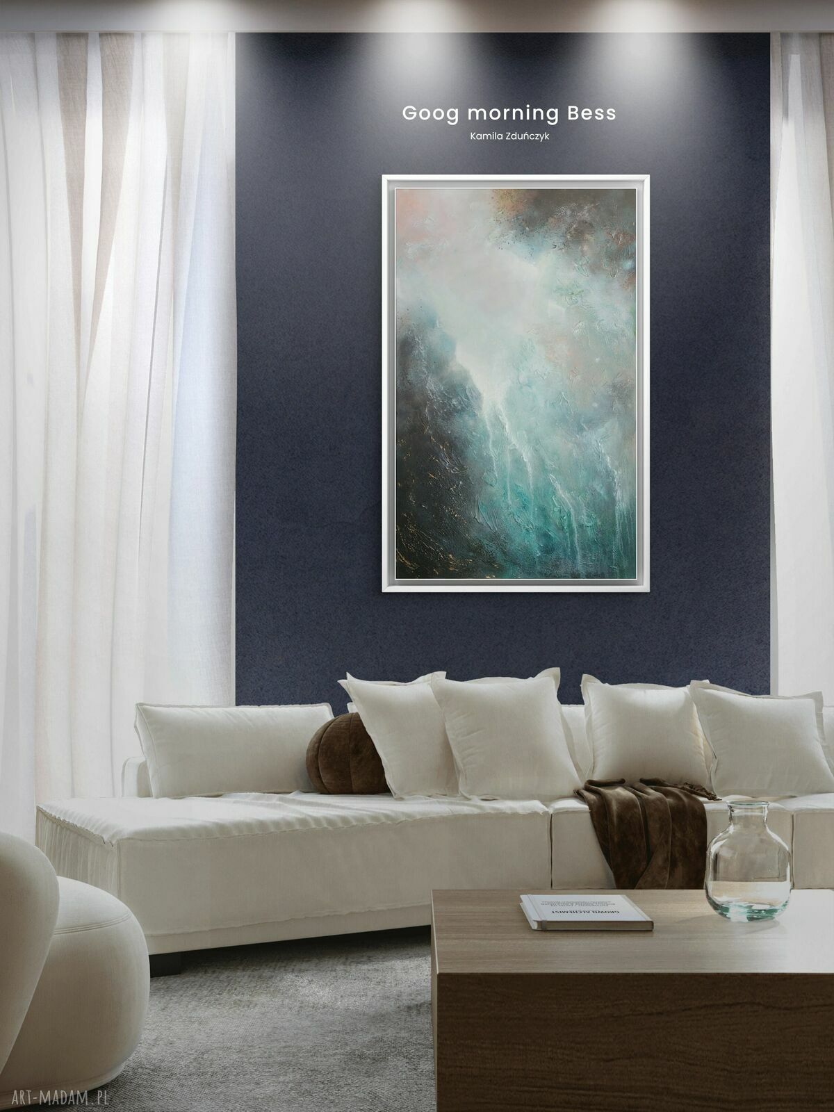 Obraz abstrakcyjny ze strukturą 110x70 cm - zielona dekoracja ścienna