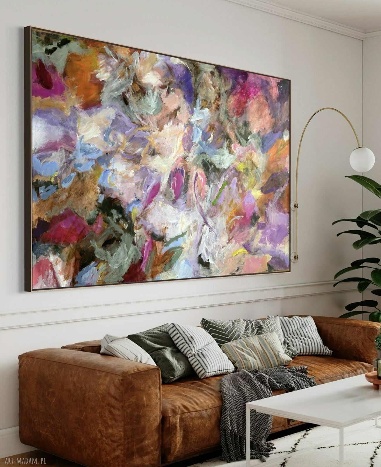 Obraz abstrakcyjny 100x140 cm ręcznie malowany akryl na płótnie - kolorowa abstrakcja