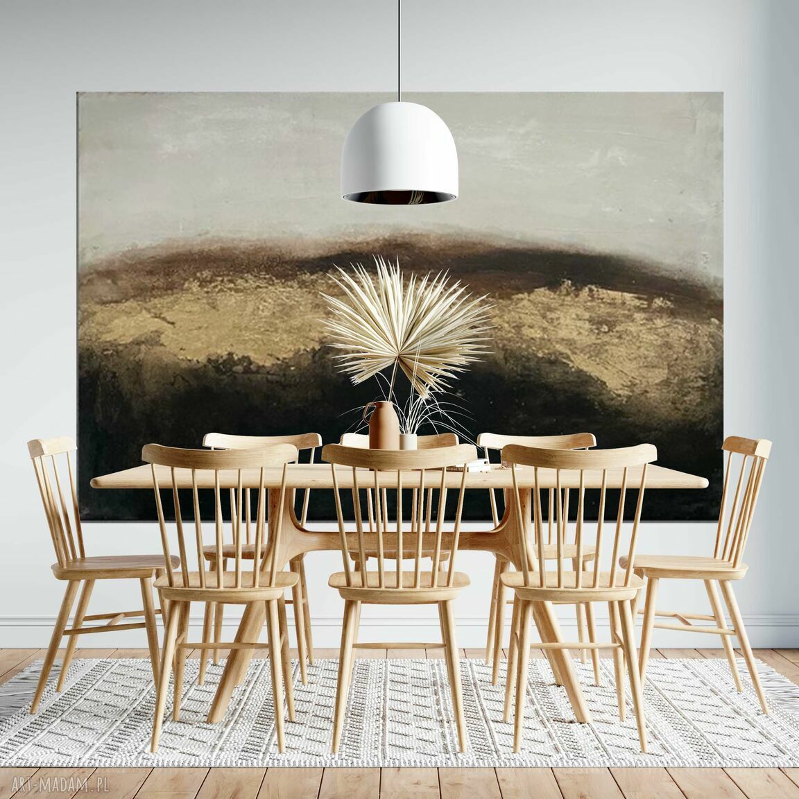 Abstrakcyjny obraz ręcznie malowany w złocie 100x140 cm (akryl + szlagmetal)