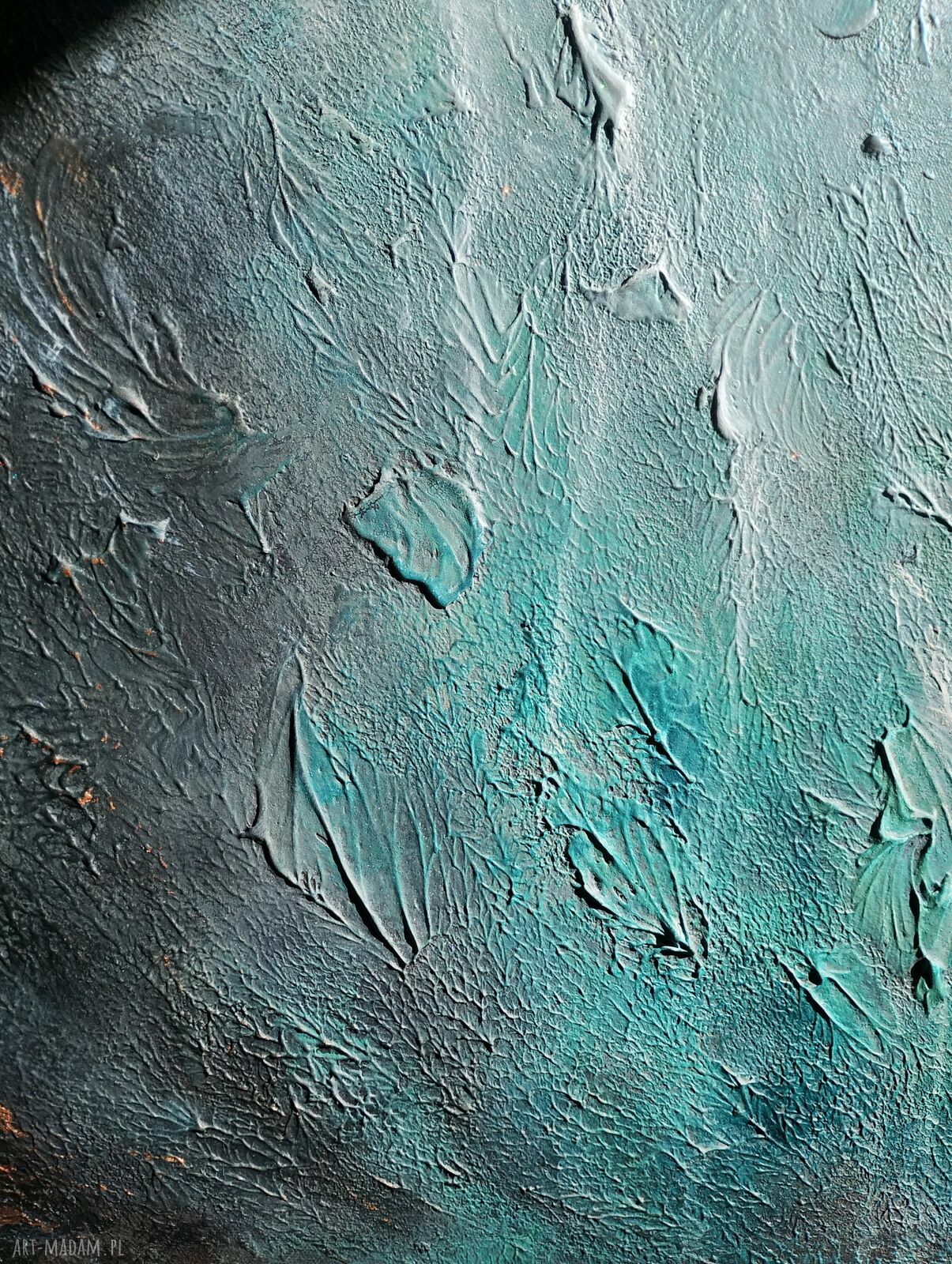 Obraz abstrakcyjny ze strukturą 110x70 cm - zielona dekoracja ścienna