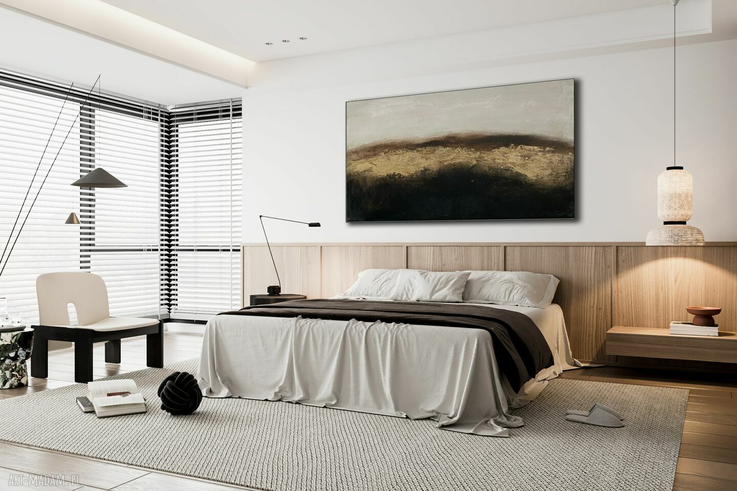 Abstrakcyjny obraz ręcznie malowany w złocie 100x140 cm (akryl + szlagmetal)