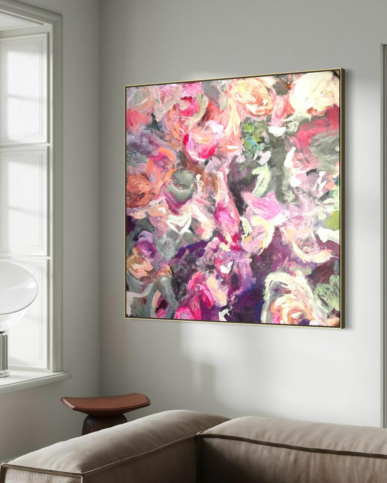 Kolorowy obraz abstrakcyjny 90x90 cm na płótnie