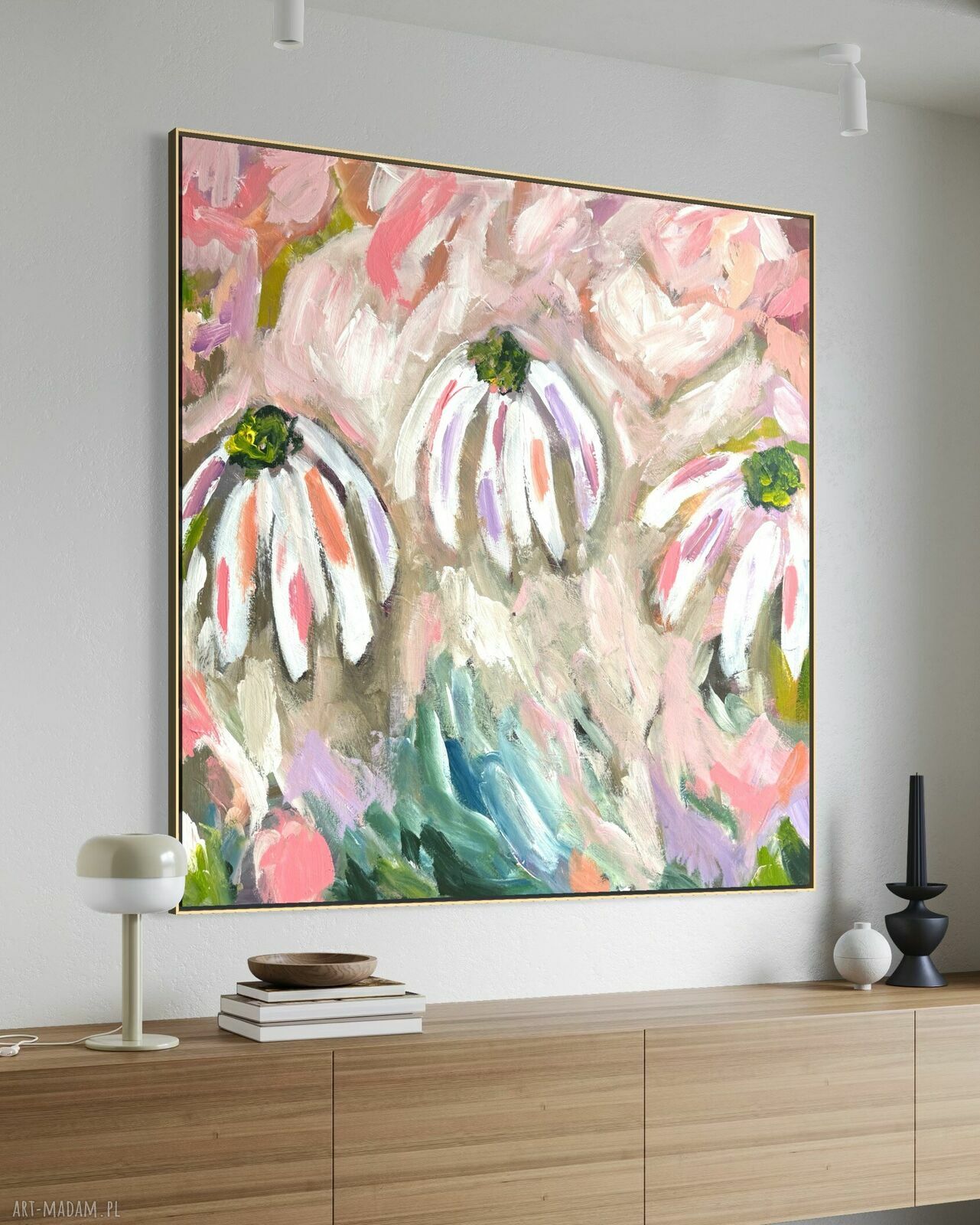 Obraz abstrakcyjny 90x90 cm na płótnie - ręcznie malowany akrylem