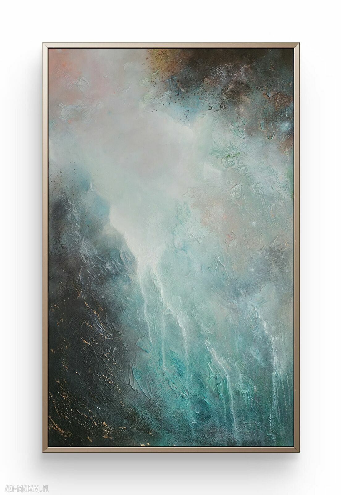 Obraz abstrakcyjny ze strukturą 110x70 cm - zielona dekoracja ścienna