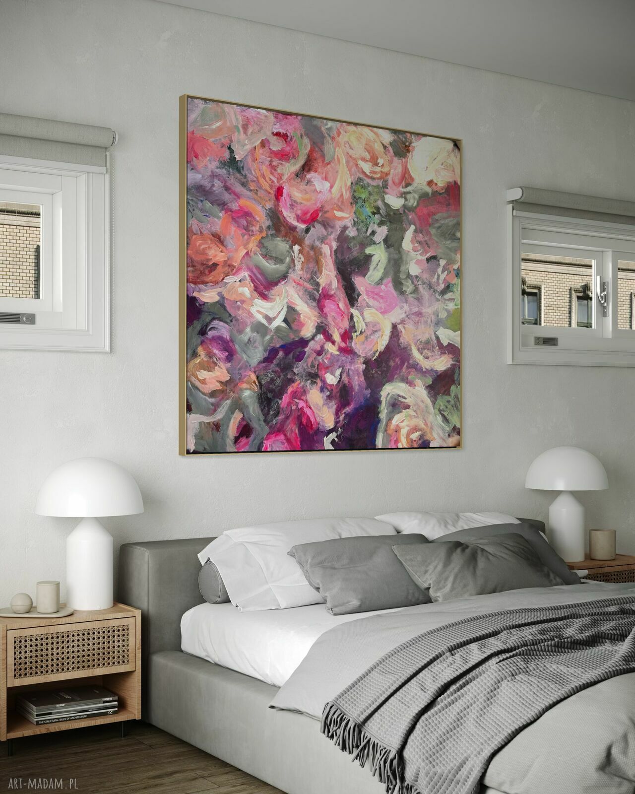 Kolorowy obraz abstrakcyjny 90x90 cm na płótnie