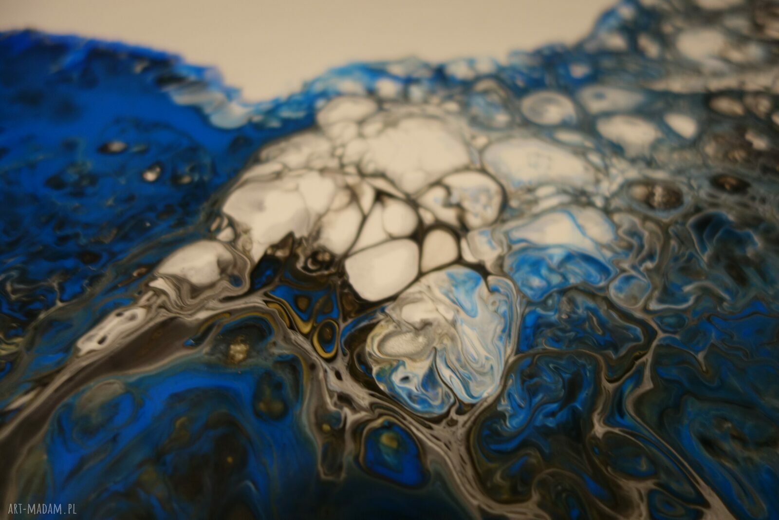 Abstrakcyjny obraz do salonu "Morska fala" 120x60 cm - ręcznie malowany pouring