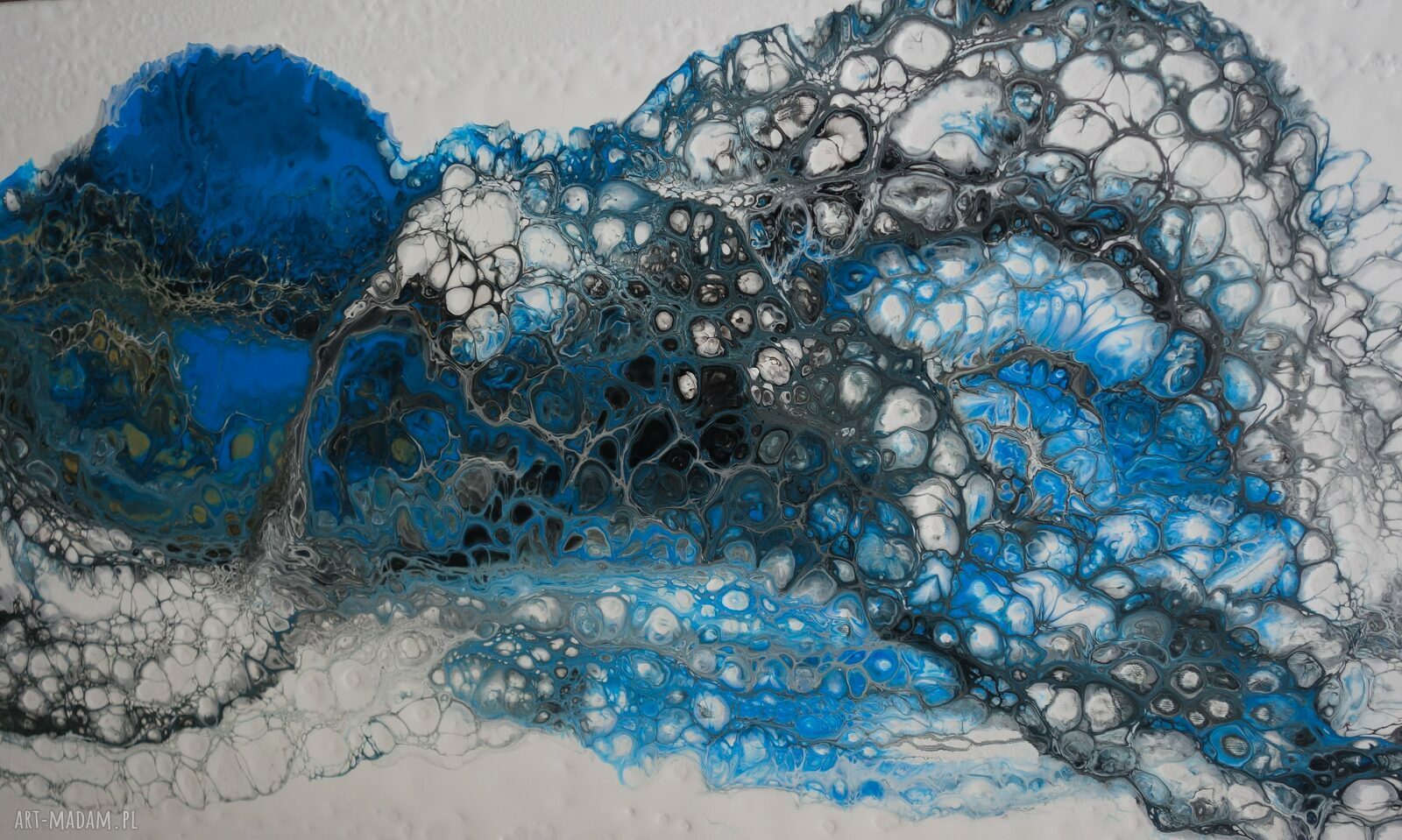 Abstrakcyjny obraz do salonu "Morska fala" 120x60 cm - ręcznie malowany pouring