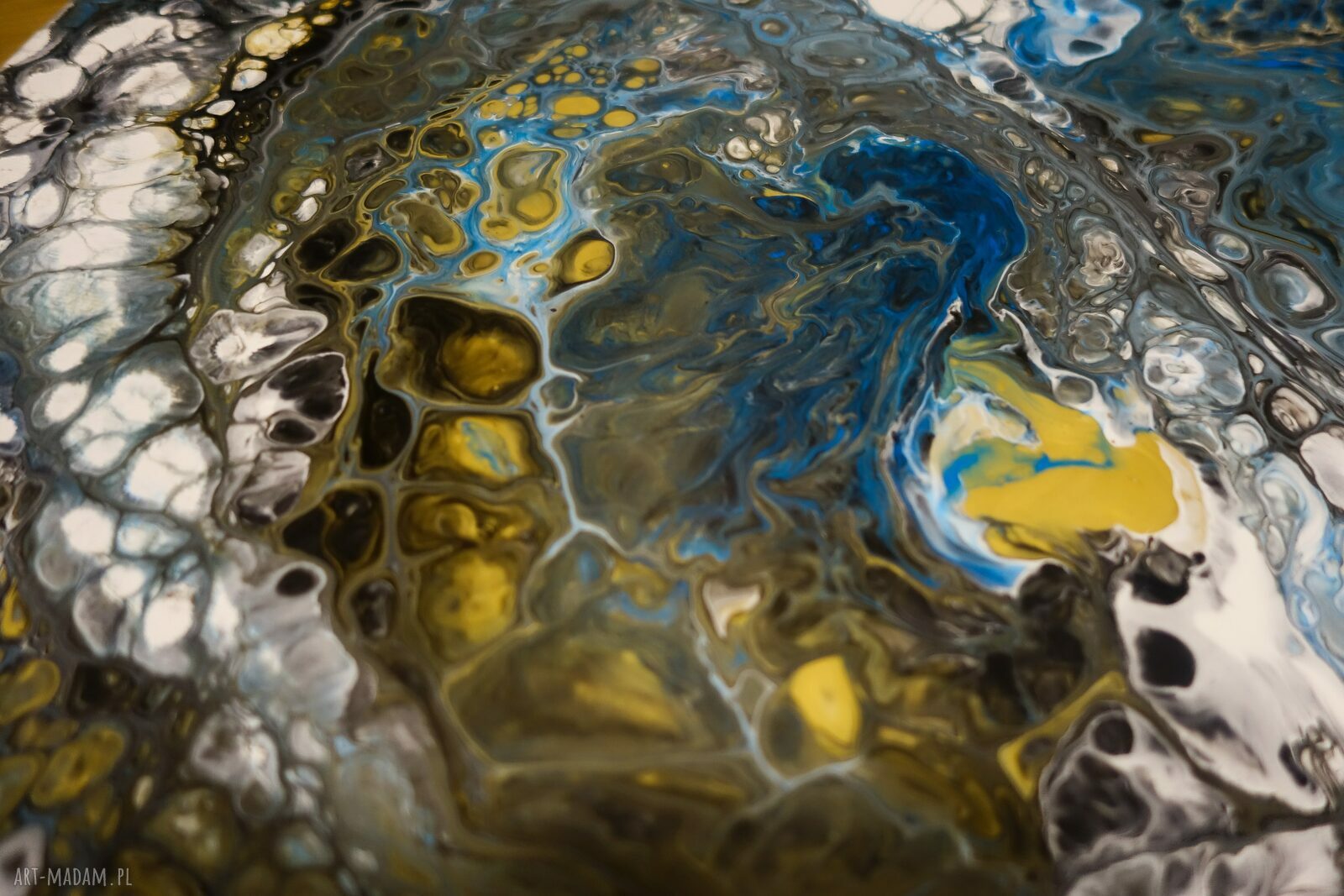 Abstrakcyjny obraz do salonu "Morska fala" 120x60 cm - ręcznie malowany pouring