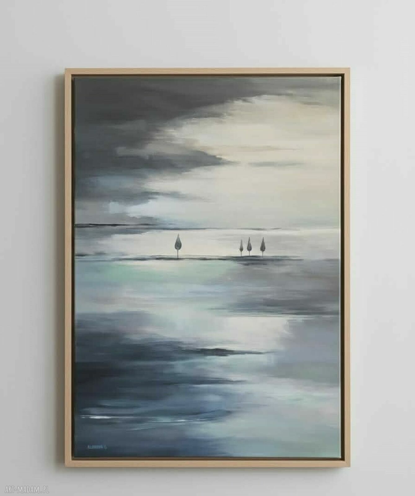 Abstrakcyjny pejzaż z drzewami - obraz akrylowy 100x70 cm