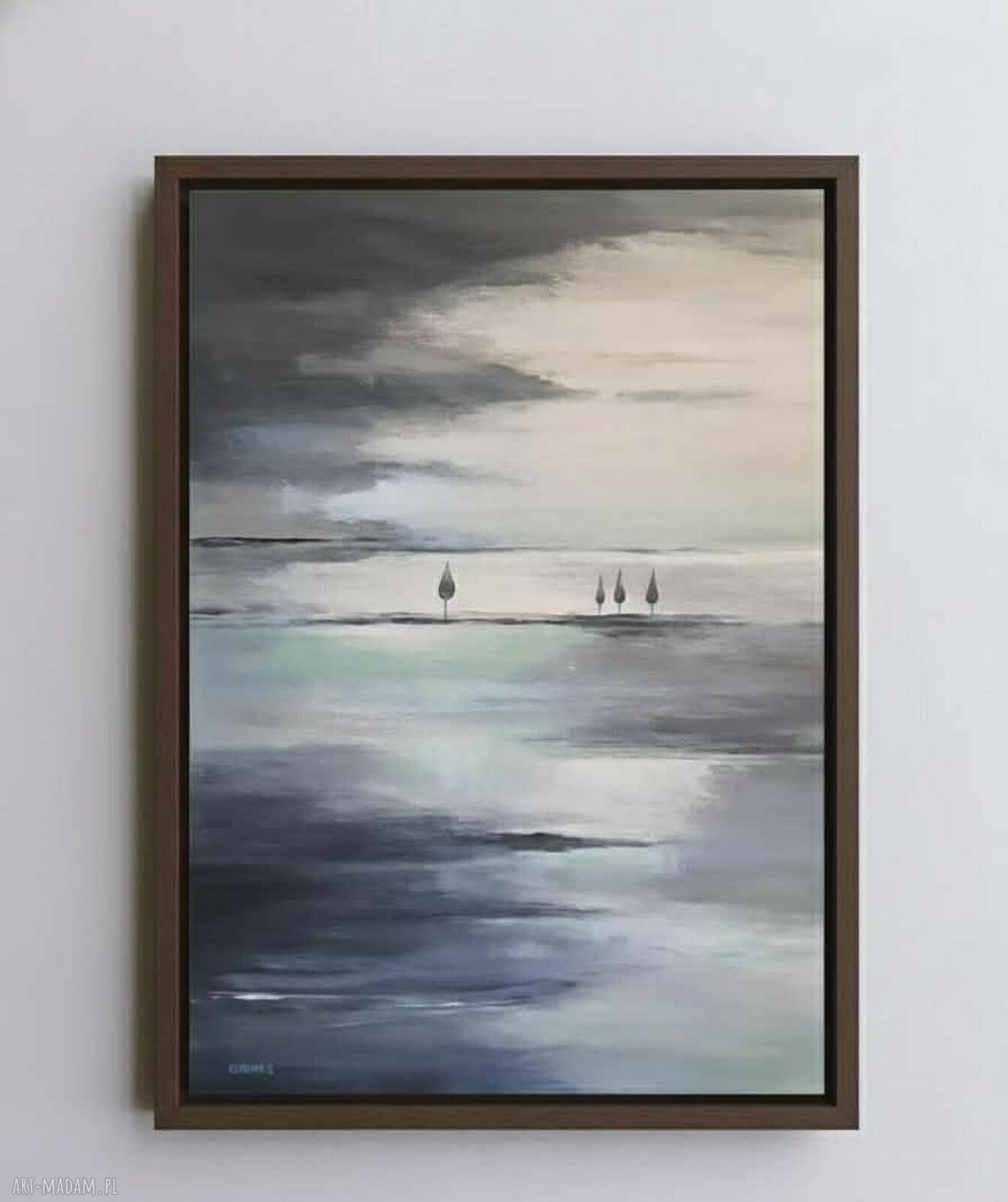 Pejzaż abstrakcyjny z drzewami - obraz akrylowy 100x70 cm na płótnie