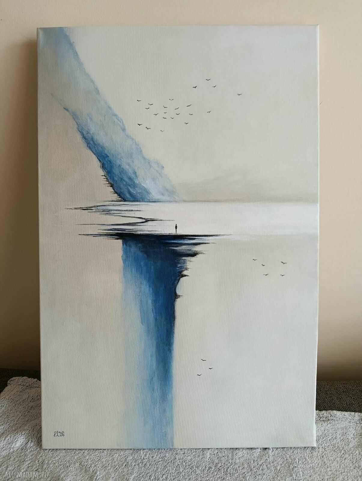 Pejzaż abstrakcyjny - ręcznie malowany obraz akrylowy na płótnie 60x40 cm