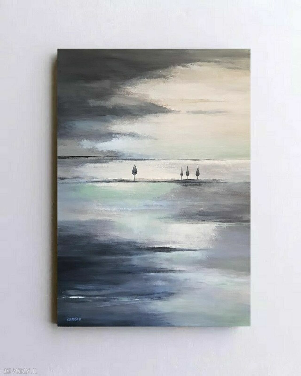 Abstrakcyjny pejzaż z drzewami - obraz akrylowy 100x70 cm