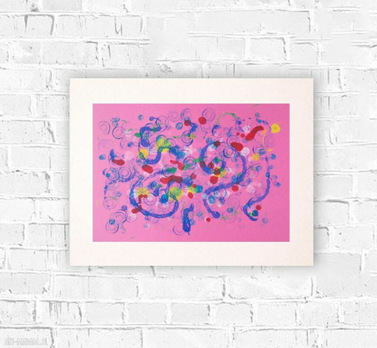 Abstrakcyjny rysunek minimalistyczny 30x40 cm w różowych tonach - ręcznie malowana dekoracja na ścianę