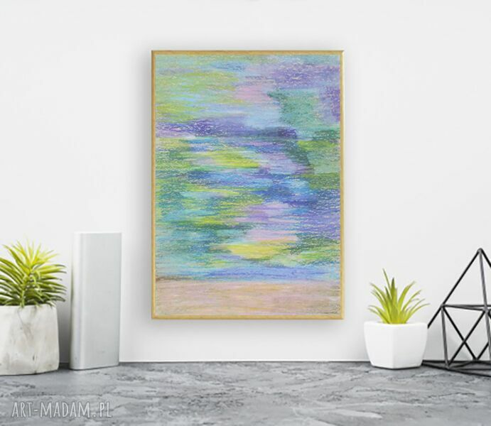 Abstrakcyjny rysunek w ramce - oprawiony szkic pastelowy A4
