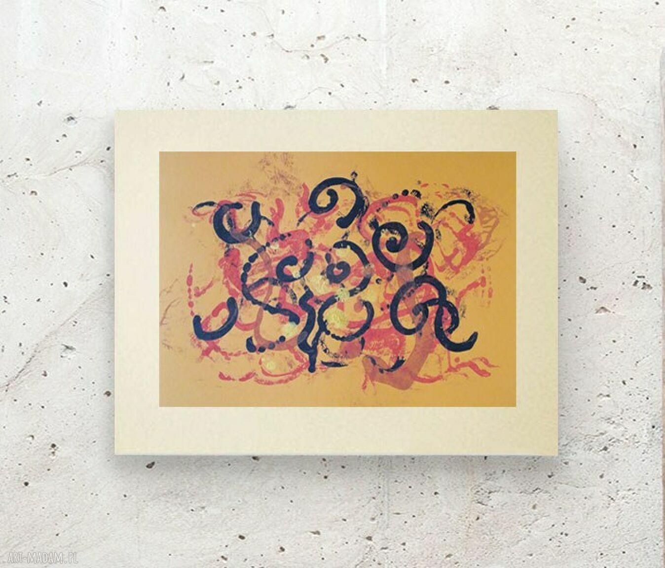 Abstrakcyjny rysunek do salonu - nowoczesna grafika w ciepłych kolorach 30 x 40 cm
