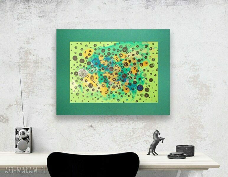Abstrakcyjna grafika na ścianę 30x40 cm - ręcznie malowana, bez ramy