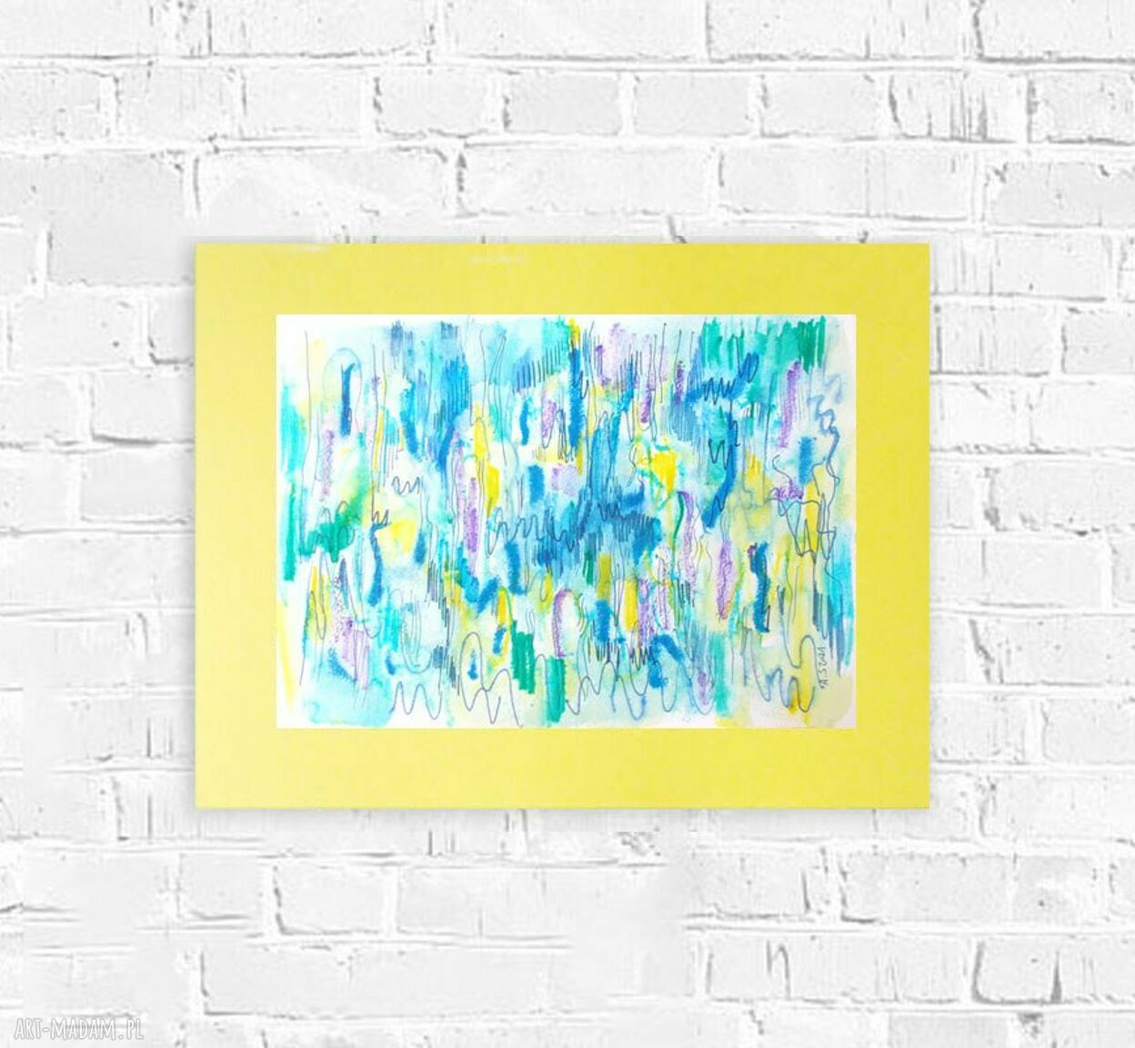 Abstrakcyjny rysunek na ścianę - oryginalna akwarela 30x40 do pokoju