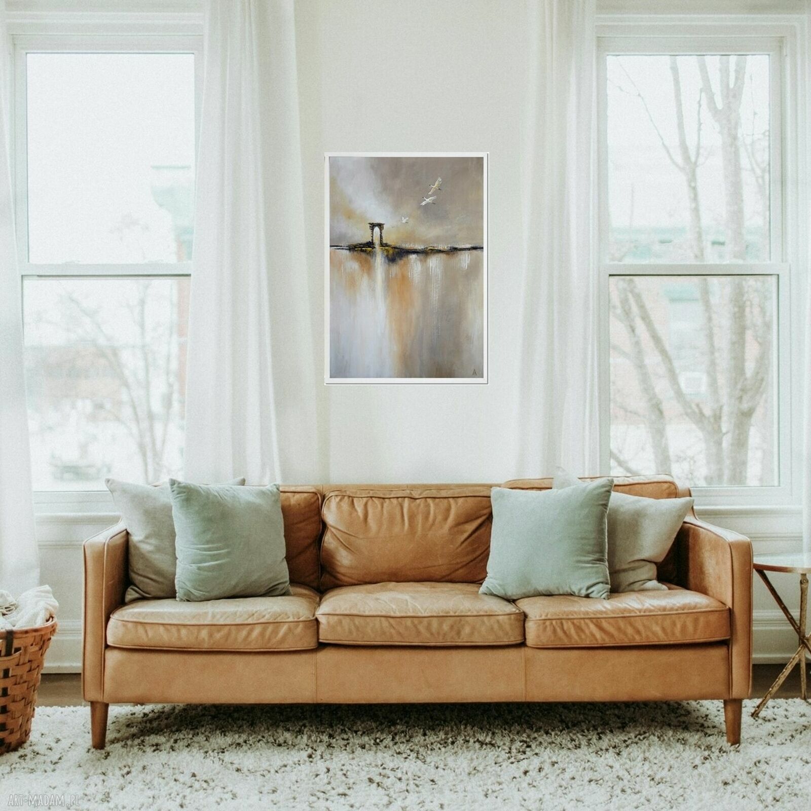 Żurawie - abstrakcyjny pejzaż w nowoczesnym stylu (50x70 cm)