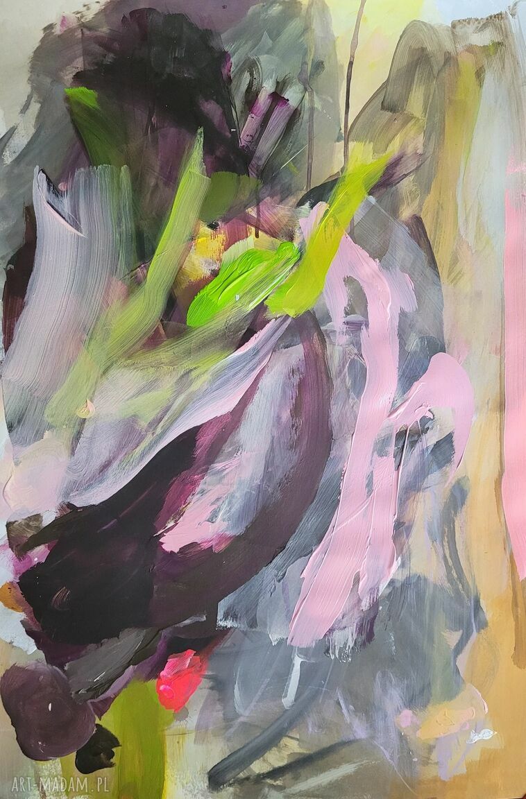 Abstrakt 56x82 z akrylu na papierze - intensywne kolory pod szkło