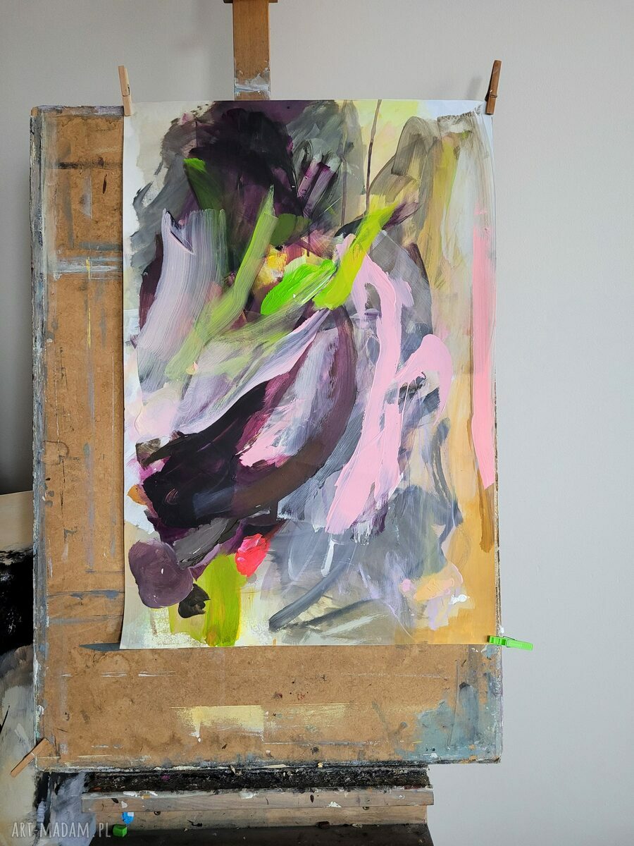 Abstrakt 56x82 z akrylu na papierze - intensywne kolory pod szkło