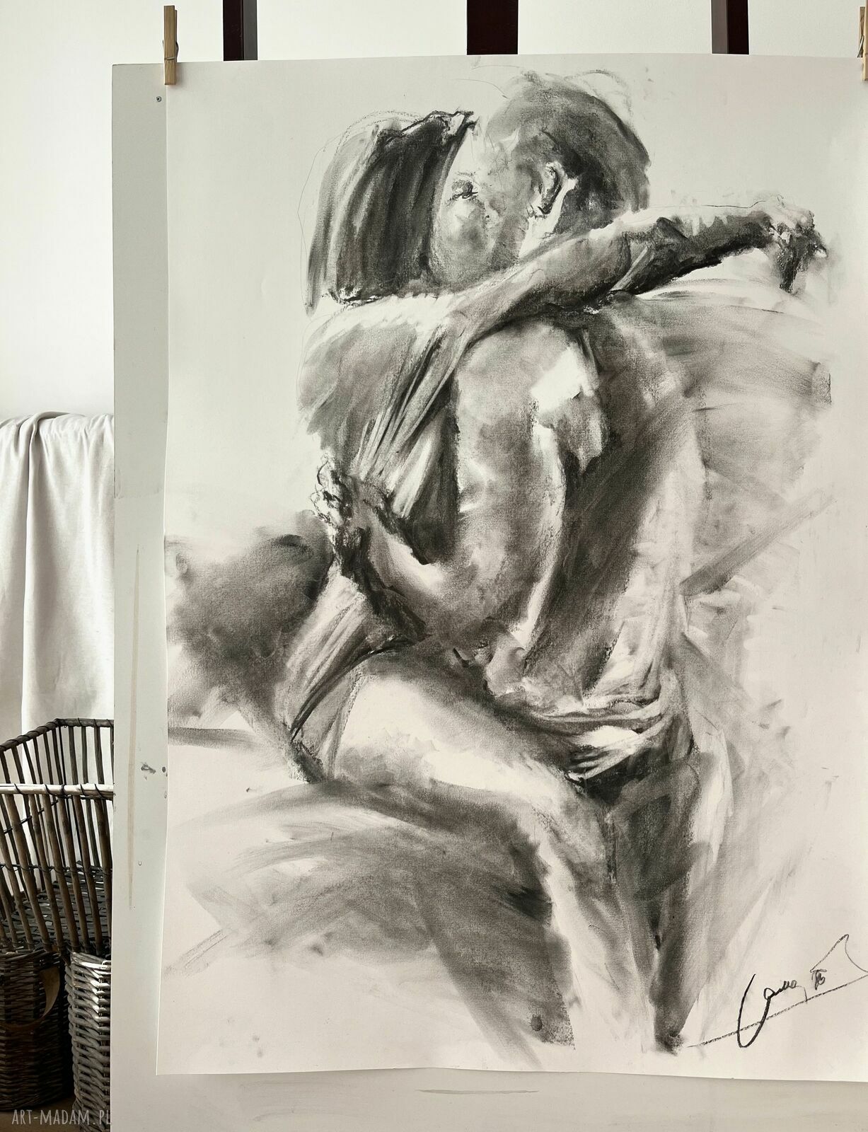 Ach Ty! - rysunek w węglu kobieta i mężczyzna 100x70 cm do sypialni