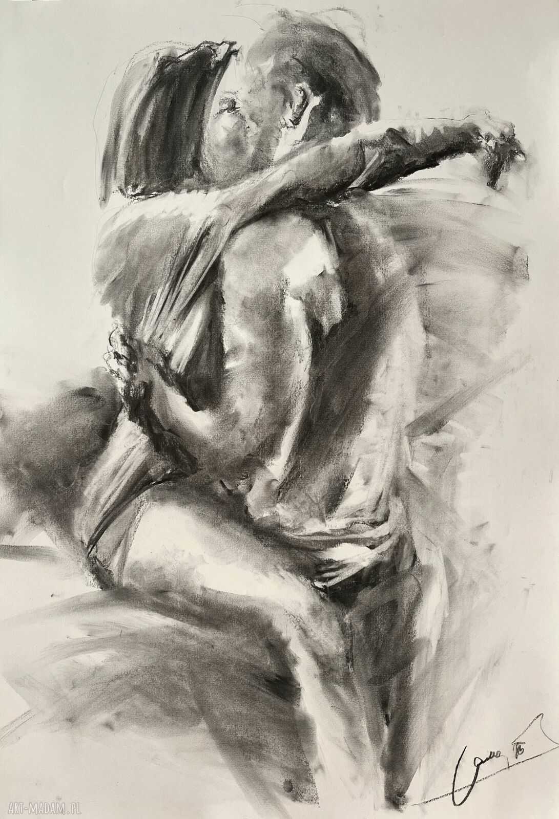 Ach Ty! - rysunek w węglu kobieta i mężczyzna 100x70 cm do sypialni