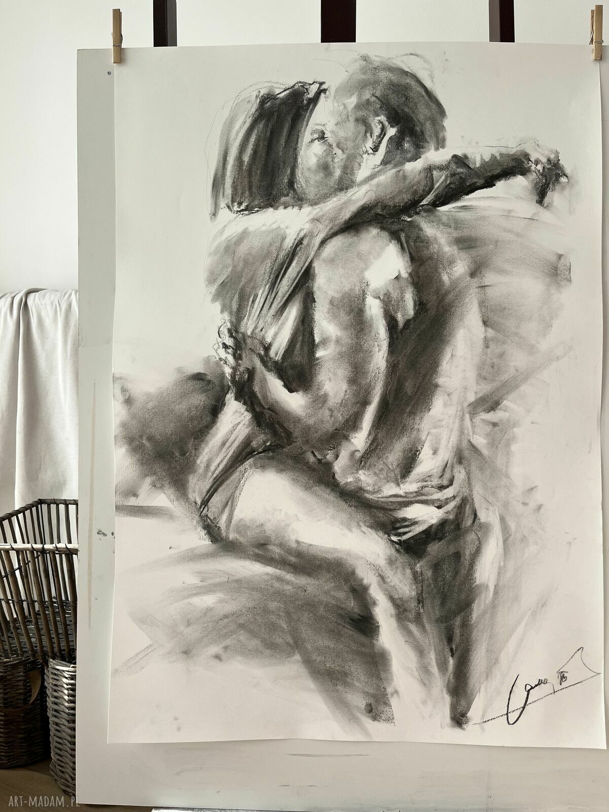 Ach Ty! - rysunek w węglu kobieta i mężczyzna 100x70 cm do sypialni