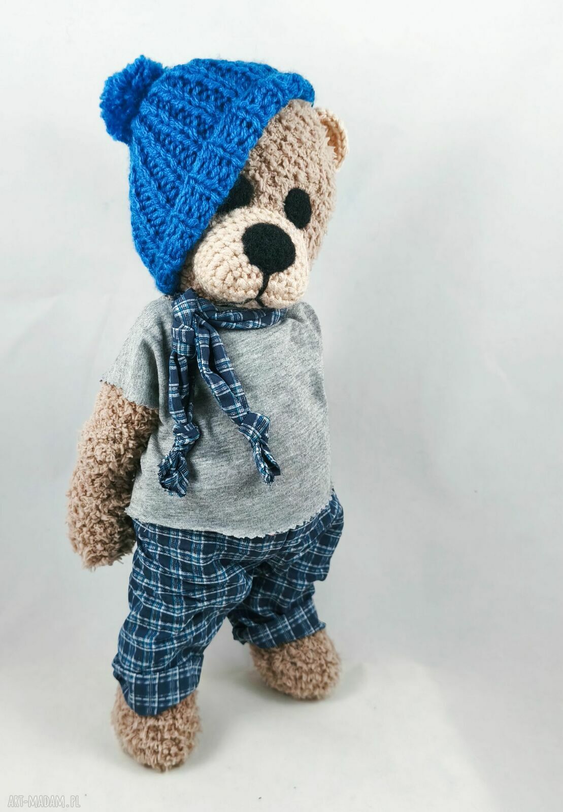 ADAM miś szydełkowy 40 cm - personalizacja na życzenie