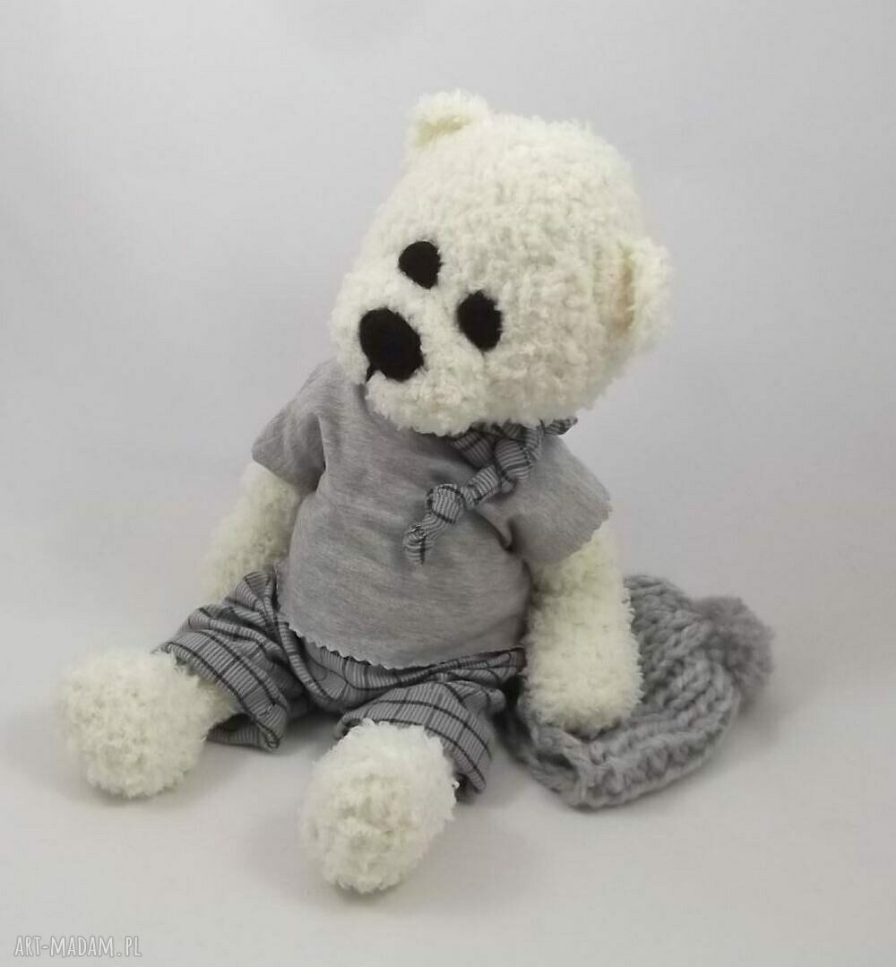 Adaś - miś szydełkowy handmade 36 cm z ruchomymi rączkami i nóżkami