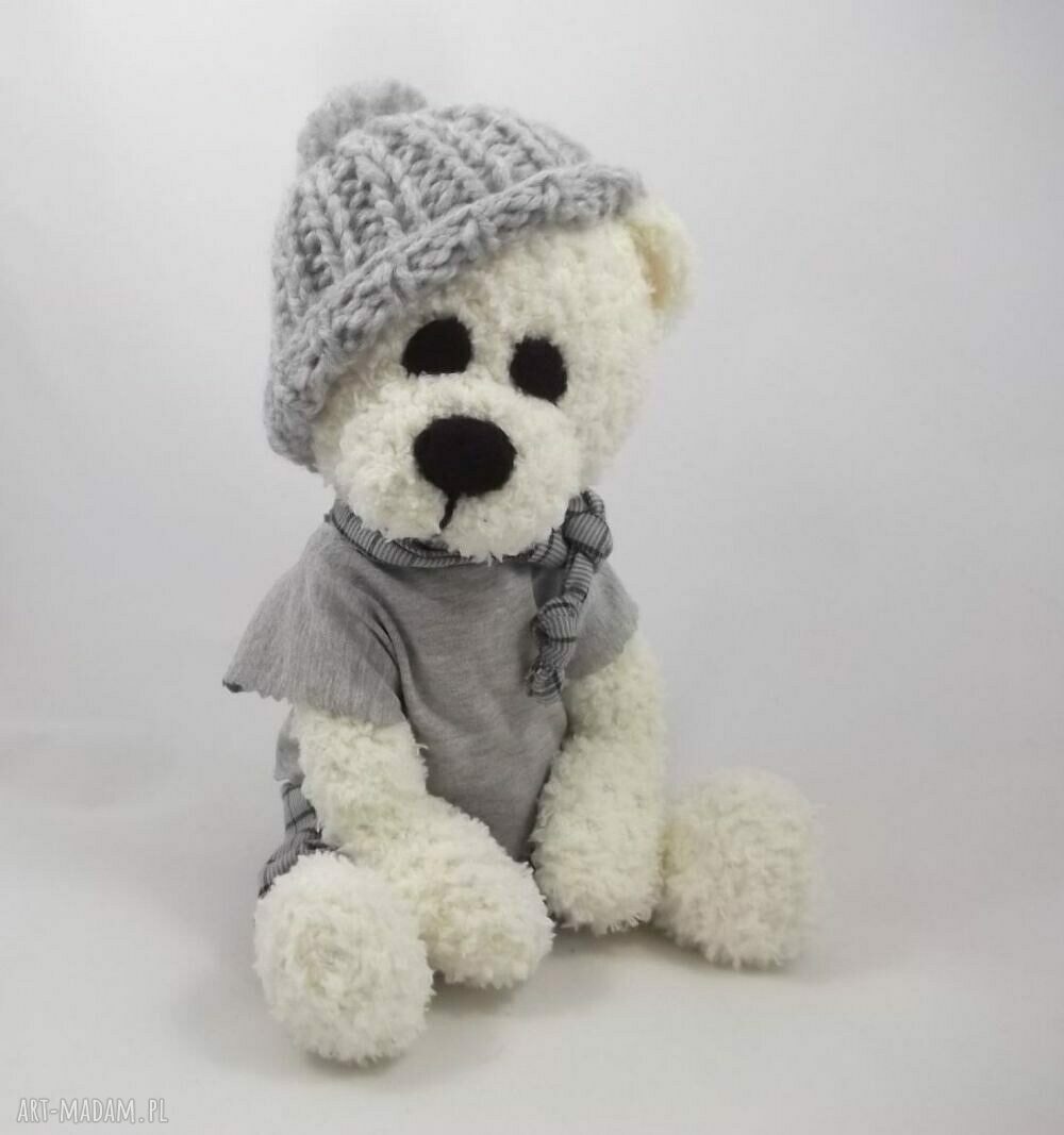 Adaś - miś szydełkowy handmade 36 cm z ruchomymi rączkami i nóżkami